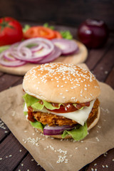 Closeup of homemade burgers