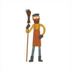 Profession Street Cleaner Vector Illustration