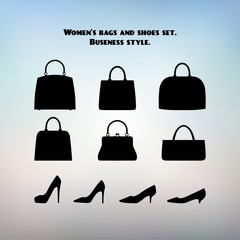 Women's bags and shoes set. Business style.
