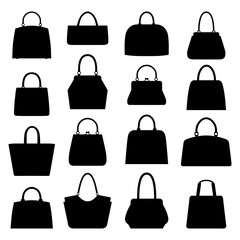 Vector collection of handbag silhouettes.