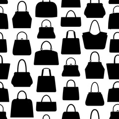 Vector collection of handbag silhouettes. Seamless pattern.