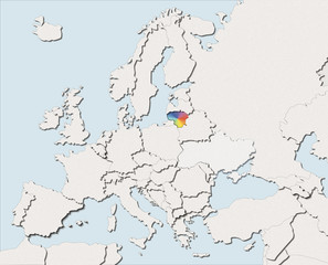 Mappa EU bianca e colore Lithuania