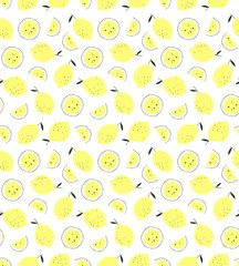 Seamless pattern with lemons. Vector background.