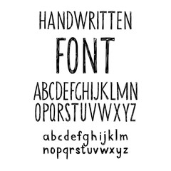 Hand drawn doodle abc, grunge alphabet. Vector illustration.