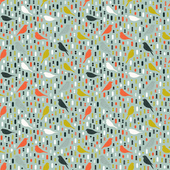 Seamless pattern with birds. Geometric style. Vector.