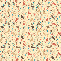 Seamless pattern with birds. Geometric style. Vector.