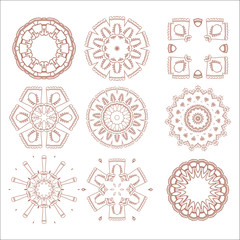 traditional tribal pattern ornaments set soft brown colored