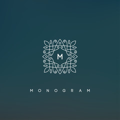 Elegant monogram design template, vector illustration.