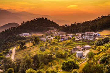 Sunset above Dhampus in Nepal