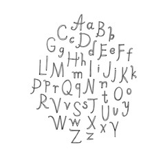 Hand drawn doodle alphabet , vector illustration.