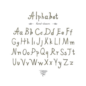 Hand drawn doodle alphabet , vector illustration.