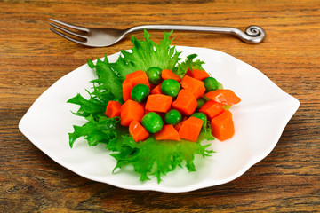 Juicy Vegetable Stew. Peas and Carrots. Diet Food.