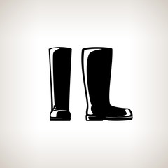 Working Rubber Boots for Working in the Garden, on the Farm, for Fishing, for Walking in the Forest, for Walk through the Puddles in the Rain,  Silhouette Boots, Work Shoes, Vector Illustration
