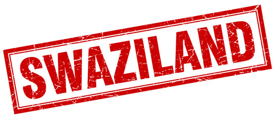 Swaziland red square grunge stamp on white