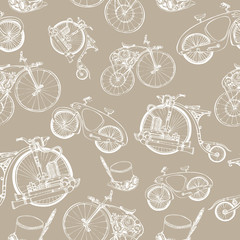 Steampunk Pattern. Edwardian Seamless Pattern for Card. Victorian Style.