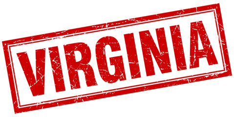 Virginia red square grunge stamp on white