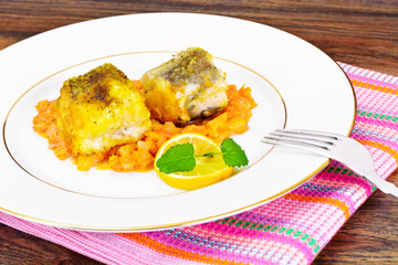 Fish in Greek with Onion and Carrot