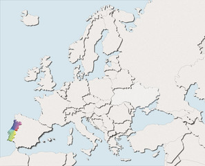 Mappa EU bianca e colore Portugal