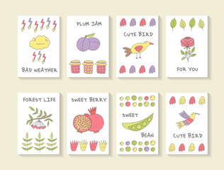 Cute hand drawn doodle baby shower cards