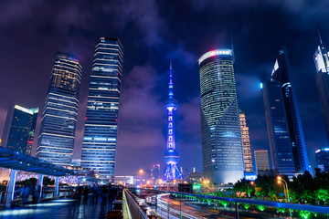Oriental Pearl Tower and Bank of China Tower at Lujiazui. Since the early 1990s, Lujiazui has been developed specifically as a new financial district of Shanghai.