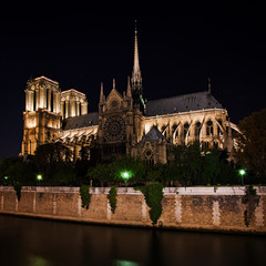 Fototapeta na wymiar Notre Dame de Paris Cathedral at night, France