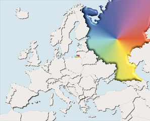 Mappa EU bianca e colore Russia