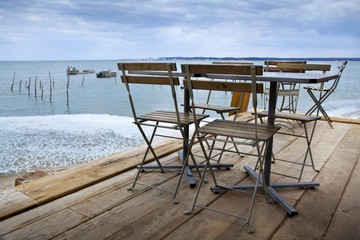 Table set on a terrace
