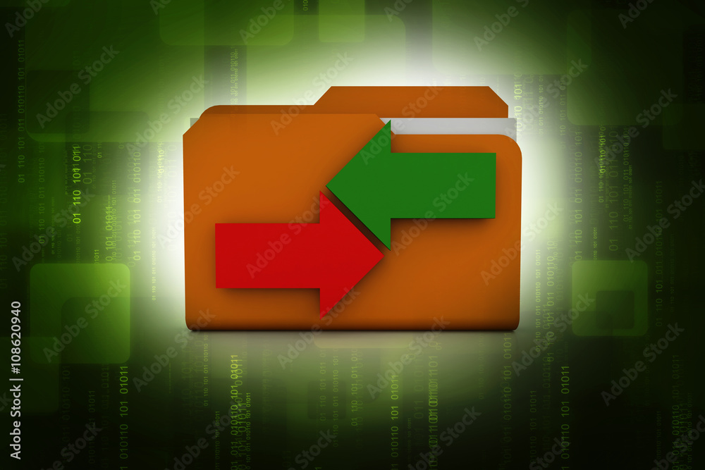 Poster 3d rendering folder with documents