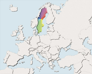Mappa EU bianca e colore Sweden
