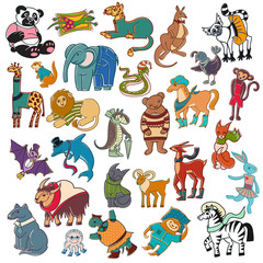 Naklejka premium cartoon doodle animals set