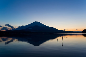 Fuji and lake at sunset