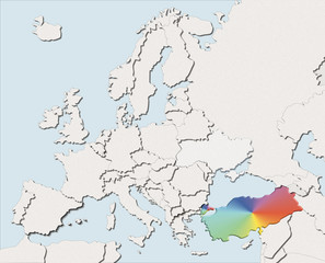 Mappa EU bianca e colore Turkey