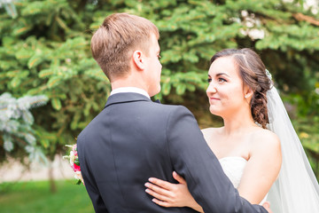 Just married couple outdoors