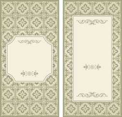 Set of antique greeting cards, invitation with Victorian ornaments, beautiful, luxury postcards