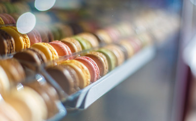 French macaroons in cafe