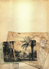 Почтовая бумага, бланк для письма с ретро открыткой 1900-х и корреспонденцией. Европа, Ницца