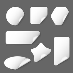 White vector paper stickers on grey background