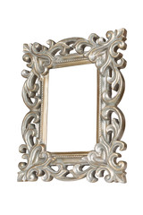 Silver gold carved picture frame isolated over white with clipping path.