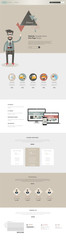 one page website template design with hipster character illustration