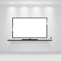 Realistic Vector. Led TV. Vector interior design. Interior wall. Living room interior. Modern interior. EPS 10. 