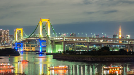 Rainbow bridge with tokyo tower