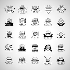 Burger Icons Set-Isolated On Gray Background-Vector Illustration,Graphic Design.Food Concept