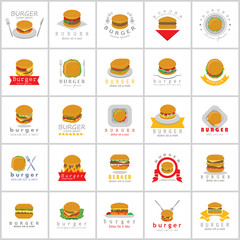 Burger Icons Set-Isolated On White Background-Vector Illustration,Graphic Design.Food Concept