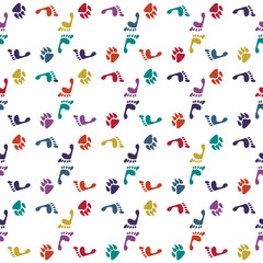 Vector seamless traces of dog and man.