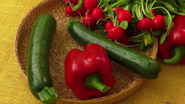Fresh organic vegetables in basket 
