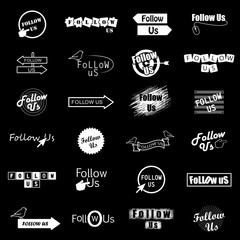 Fototapeta premium Follow Us Icons Set-Isolated On Black Background-Vector Illustration,Graphic Design
