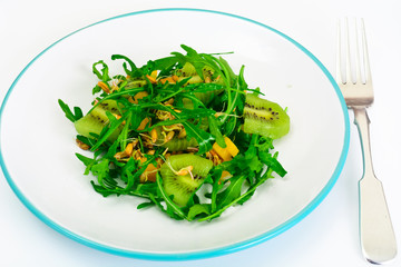 Healthy and diet food without meat: Arugula, Sprouts, Peppers, K