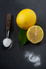 Lemon and baking soda for natural face scrub