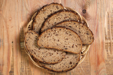 Bread with seeds in plate