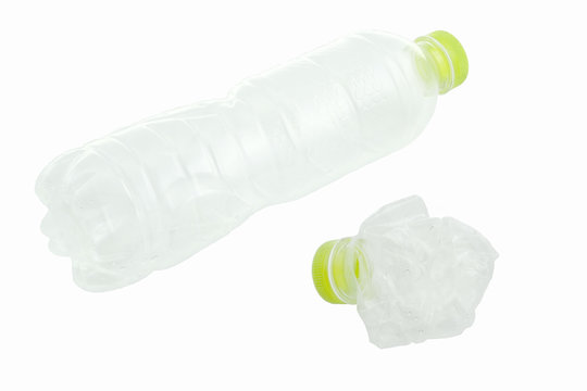 Used plastic bottle on white background